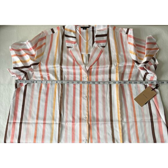 New Halogen Stripe Short Sleeve Button-Up Camp Shirt Size 3X - Picture 7 of 8